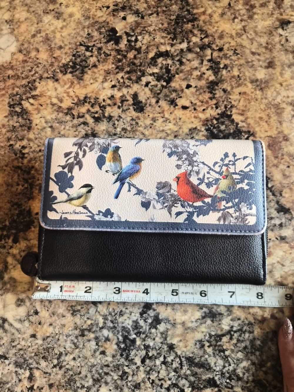 The Bradford Exchange Blue, Black, Red Birds Print Wallet